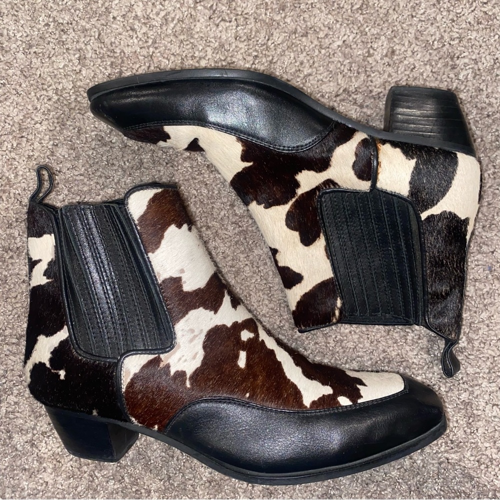 Dingo cow print ankle booties